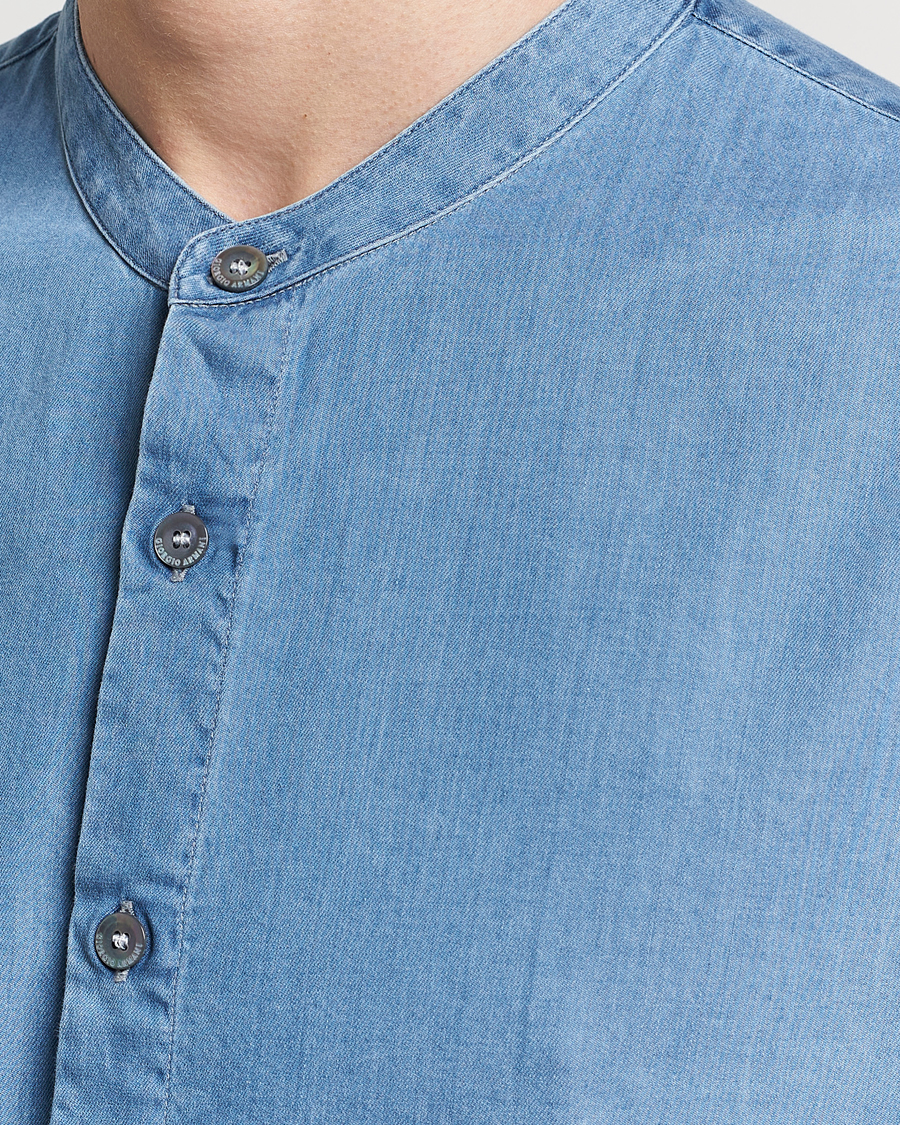 Herr | Skjortor | Giorgio Armani | Slim Fit Denim Guru Collar Shirt Light Indigo