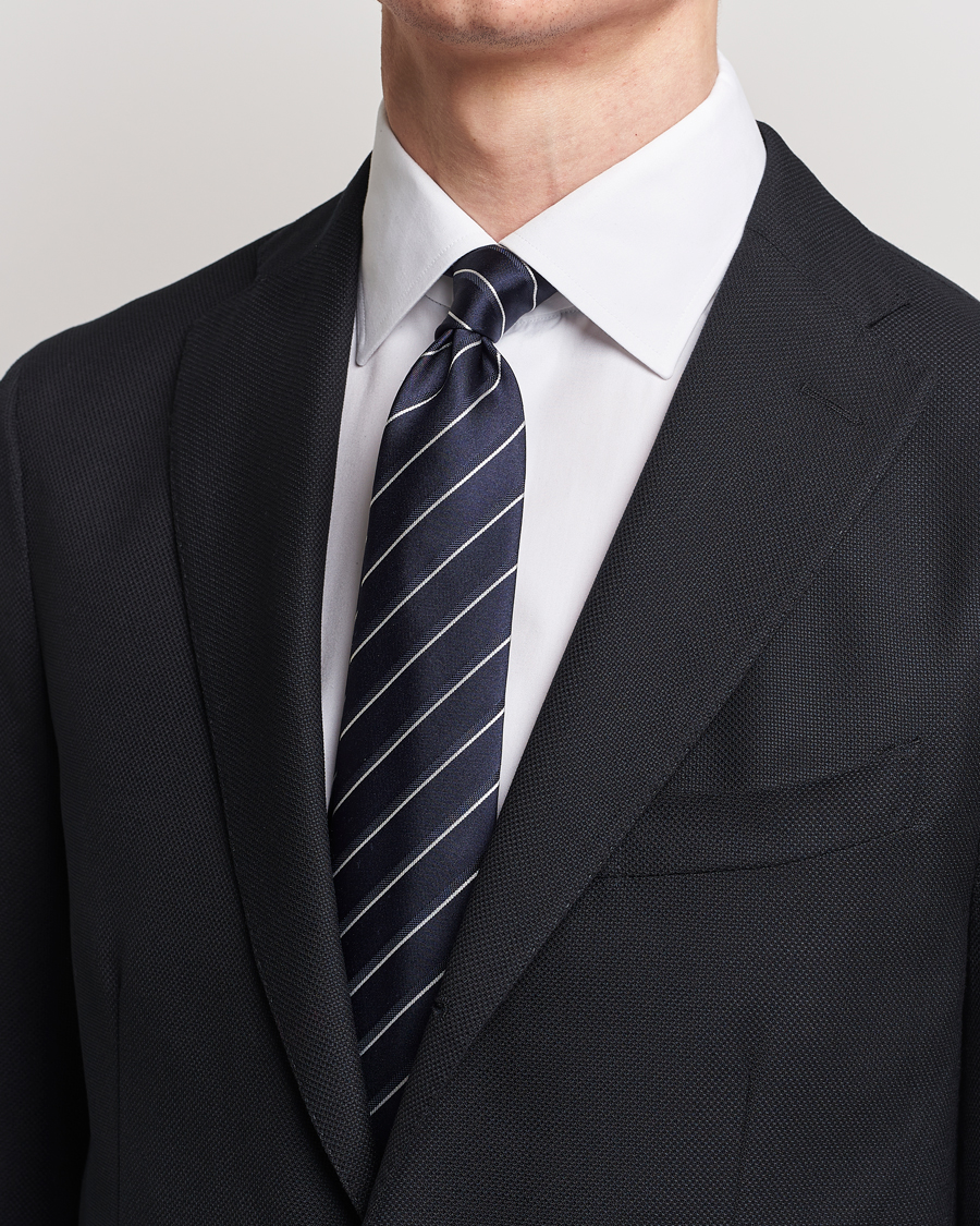 Herr | Giorgio Armani Regimental Stripe Silk Tie Navy | Giorgio Armani | Regimental Stripe Silk Tie Navy