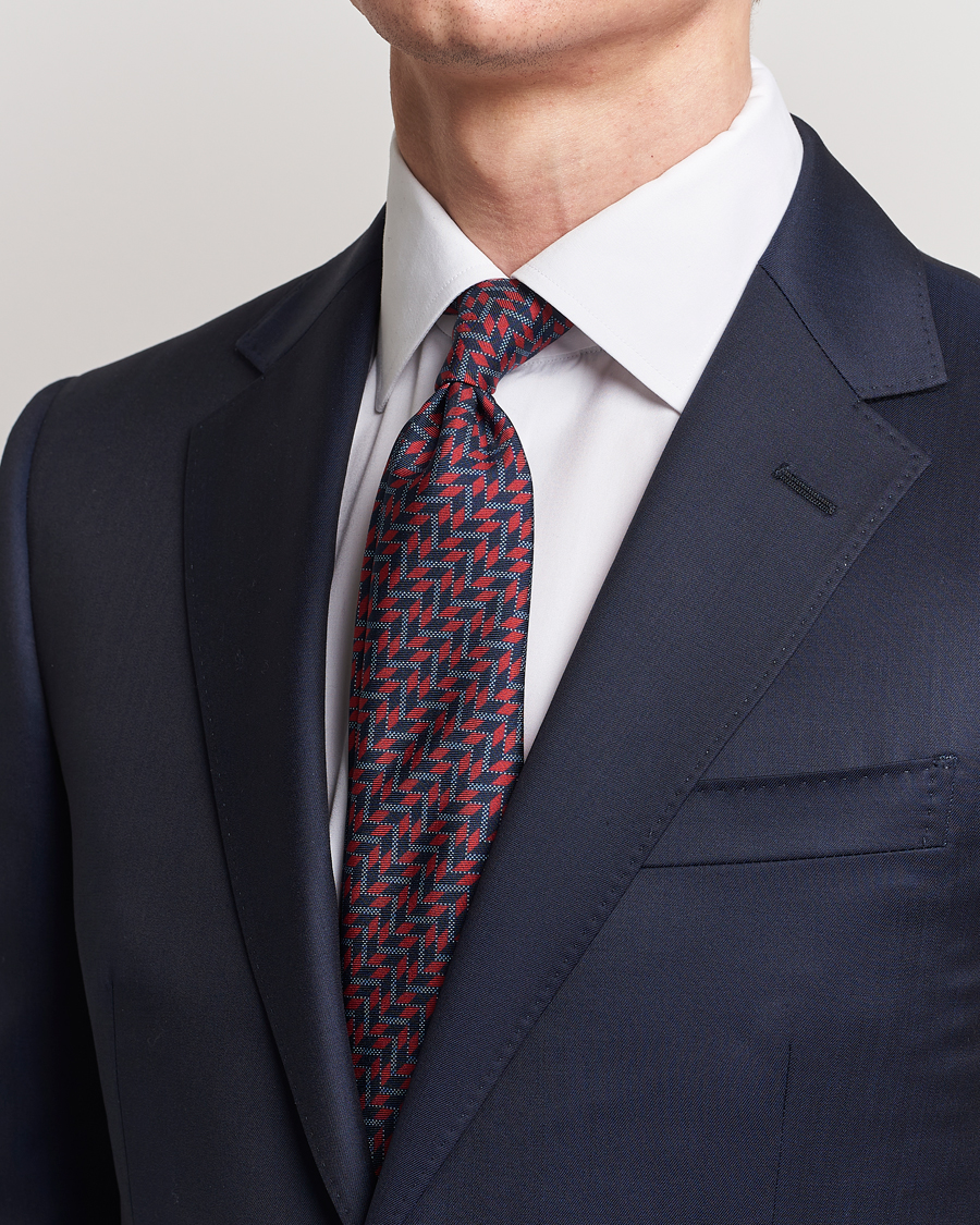 Herr | Giorgio Armani Printed Silk Tie Navy/Red | Giorgio Armani | Printed Silk Tie Navy/Red