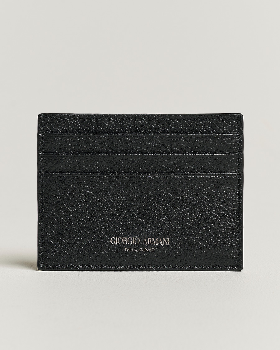 Herr | Giorgio Armani Grain Leather Card Holder Black Calf | Giorgio Armani | Grain Leather Card Holder Black Calf