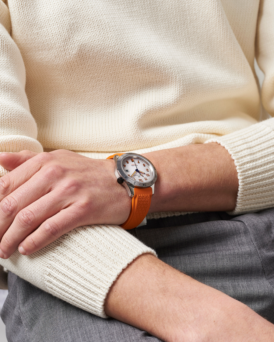 Herr | Sjöö Sandström Royal Steel Worldtimer 41mm Annual Edition Orange | Sjöö Sandström | Royal Steel Worldtimer 41mm Annual Edition Orange