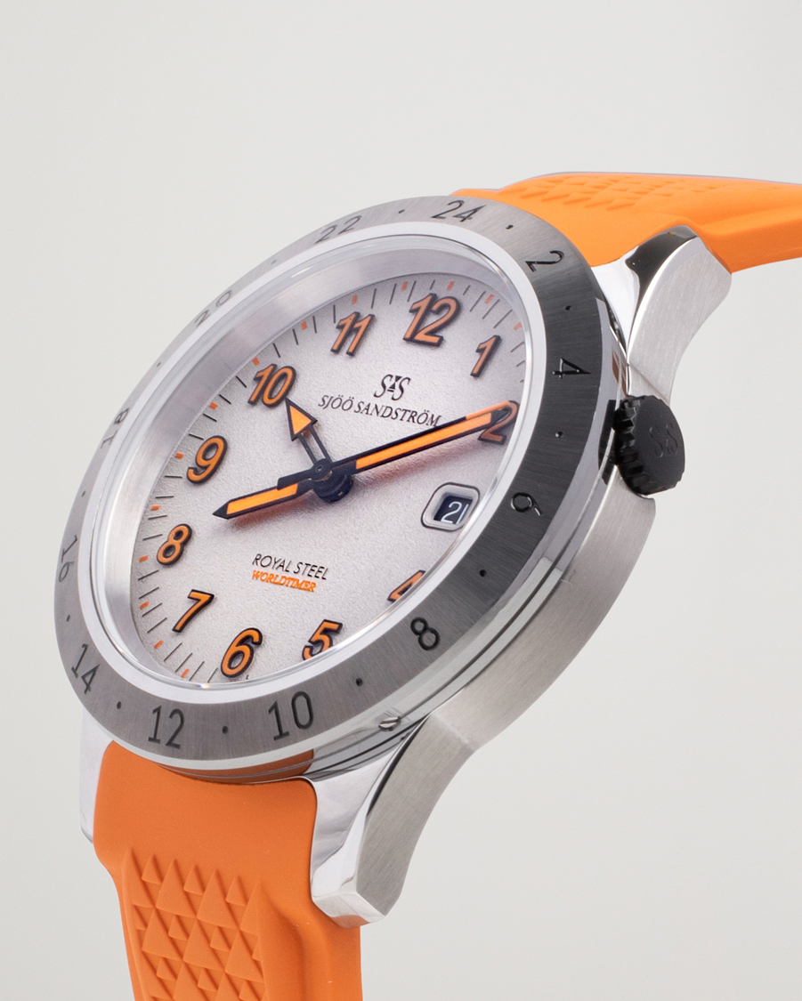Herr | Sjöö Sandström Royal Steel Worldtimer 41mm Annual Edition Orange | Sjöö Sandström | Royal Steel Worldtimer 41mm Annual Edition Orange