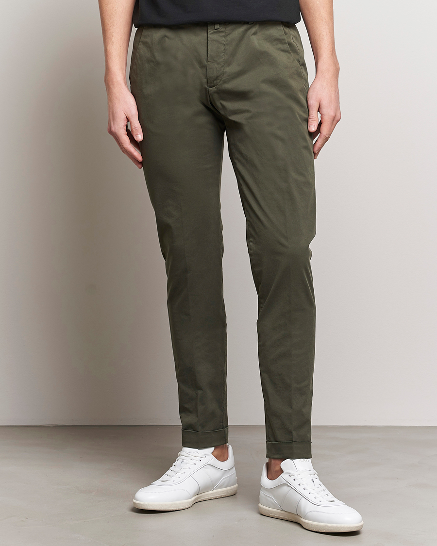 Herr | Byxor | Briglia 1949 | Slim Fit Cotton Stretch Chinos Olive