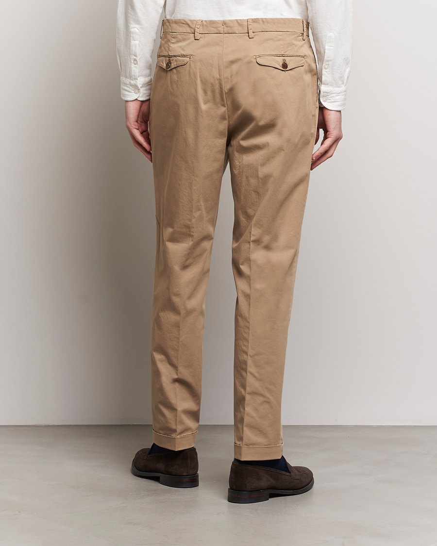 Herr | Byxor | Briglia 1949 | Easy Fit Pleated Cotton Stretch Chino Taupe