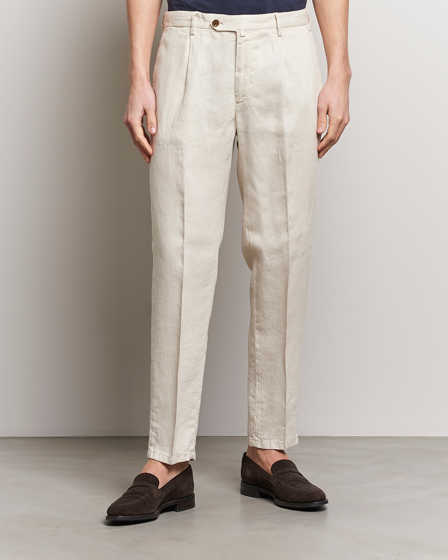 Herr | Italian Department | Briglia 1949 | Pleated Linen Trousers Beige