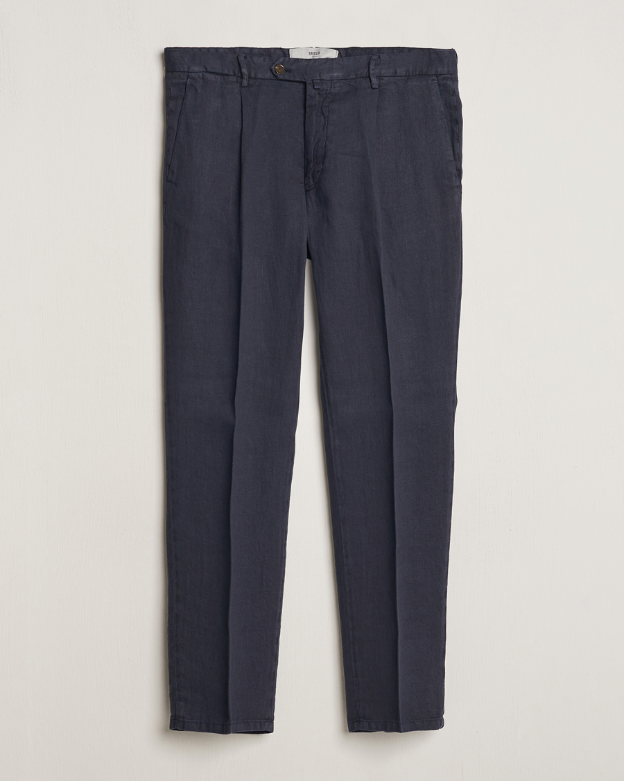Herr | Byxor | Briglia 1949 | Pleated Linen Trousers Navy