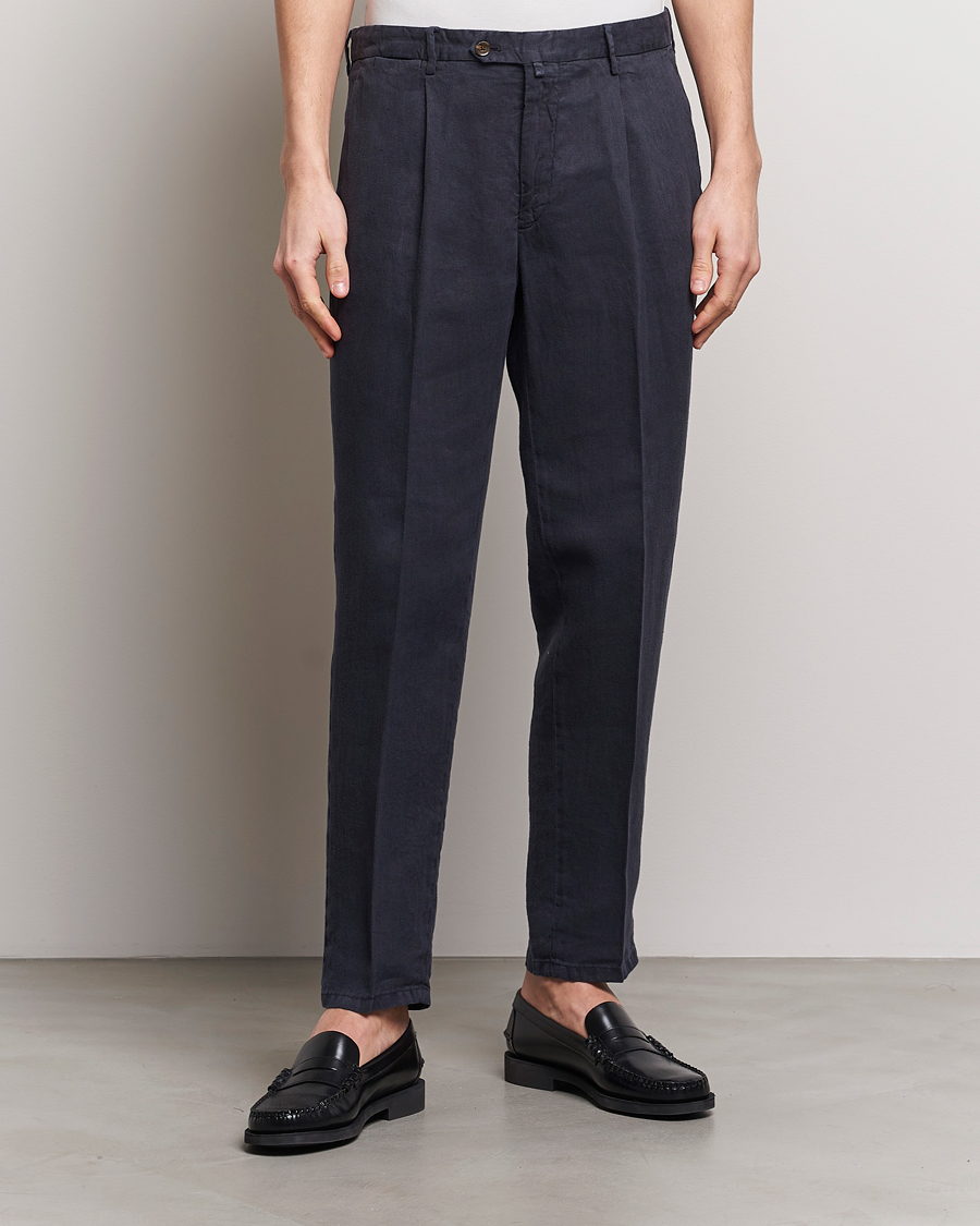 Herr | Kläder | Briglia 1949 | Pleated Linen Trousers Navy