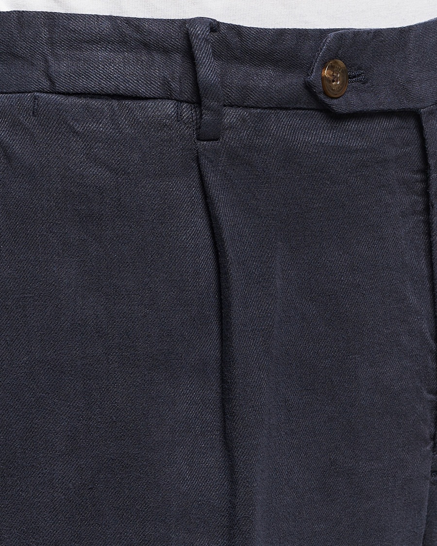 Herr | Byxor | Briglia 1949 | Pleated Linen Trousers Navy