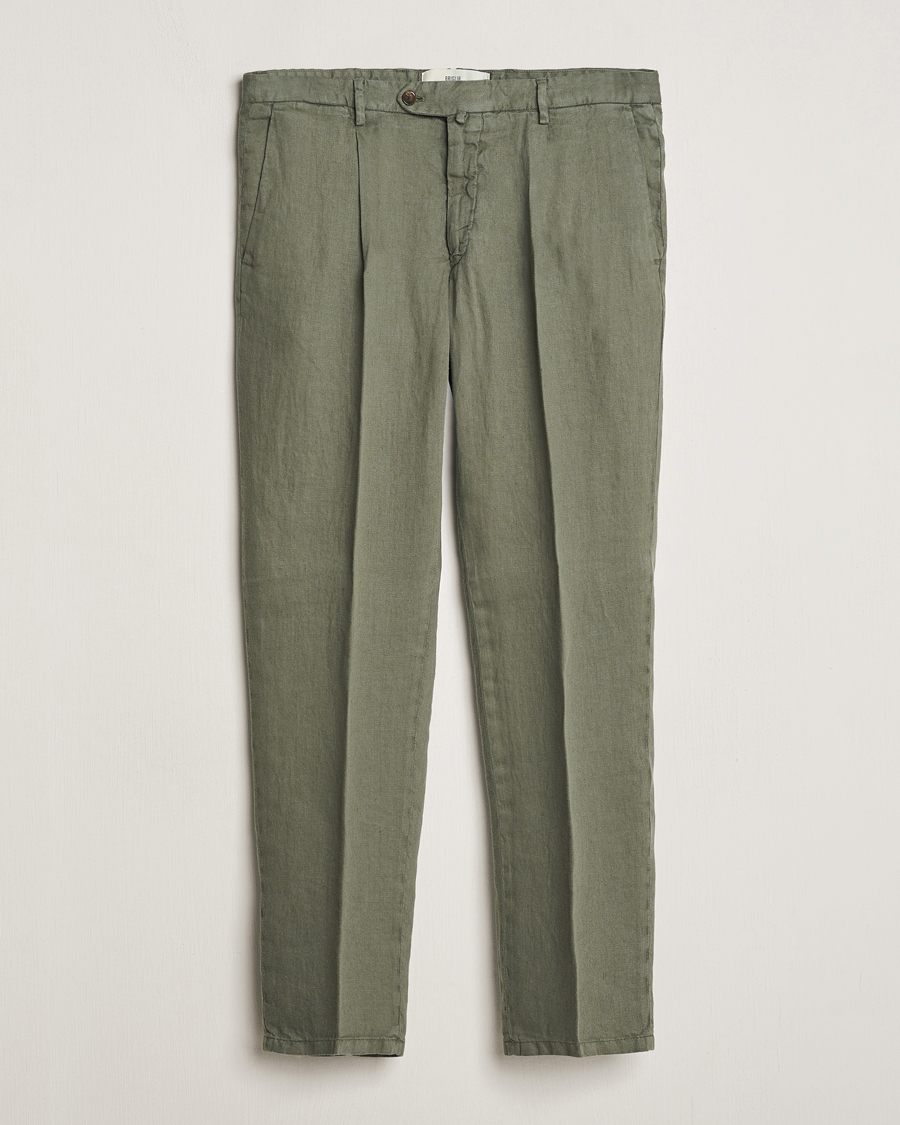 Herr | Byxor | Briglia 1949 | Pleated Linen Trousers Olive