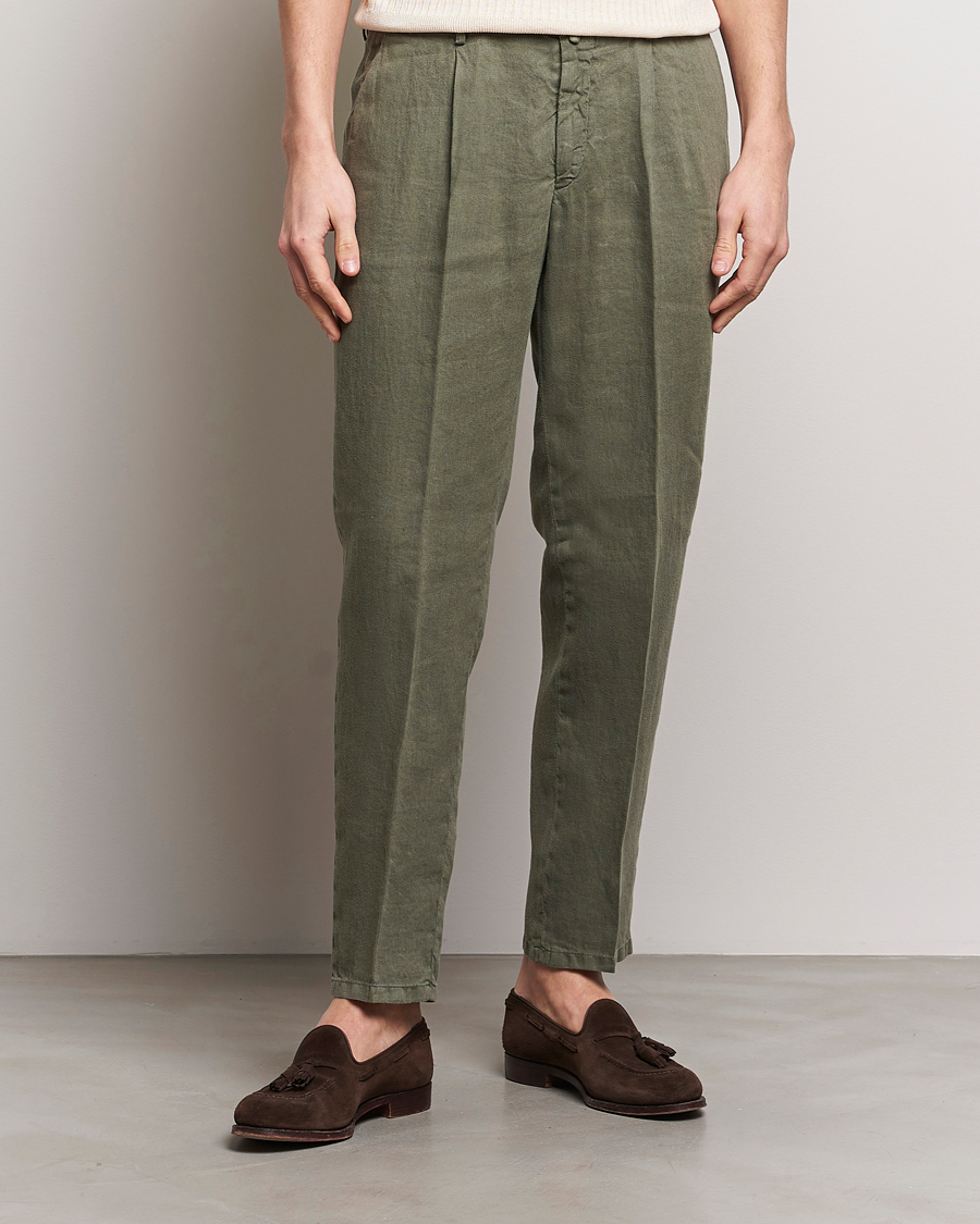 Herr | Kläder | Briglia 1949 | Pleated Linen Trousers Olive