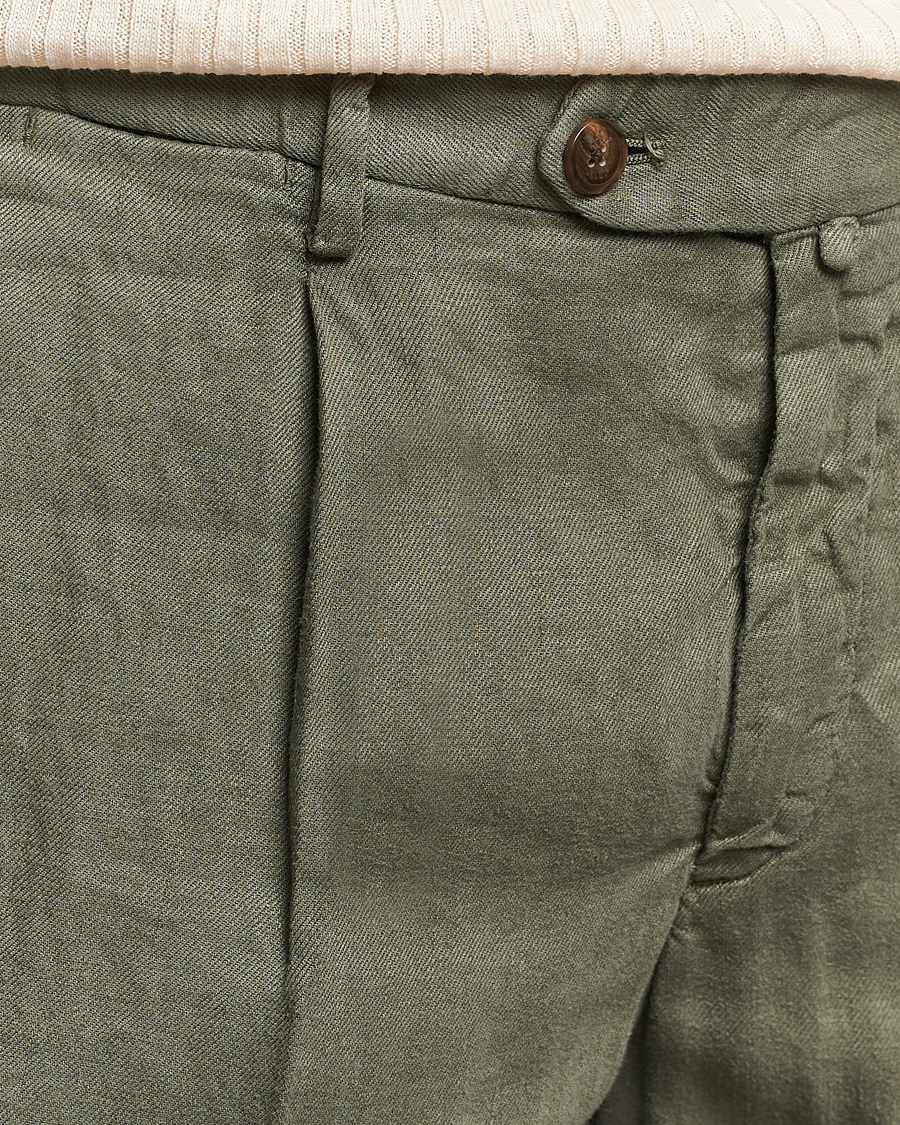 Herr | Byxor | Briglia 1949 | Pleated Linen Trousers Olive