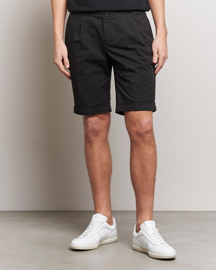 Herr | Kläder | Briglia 1949 | Pleated Cotton Shorts Black