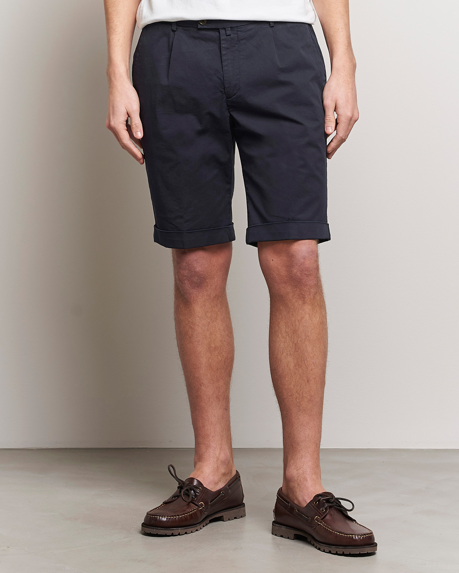 Herr | Kläder | Briglia 1949 | Pleated Cotton Shorts Navy
