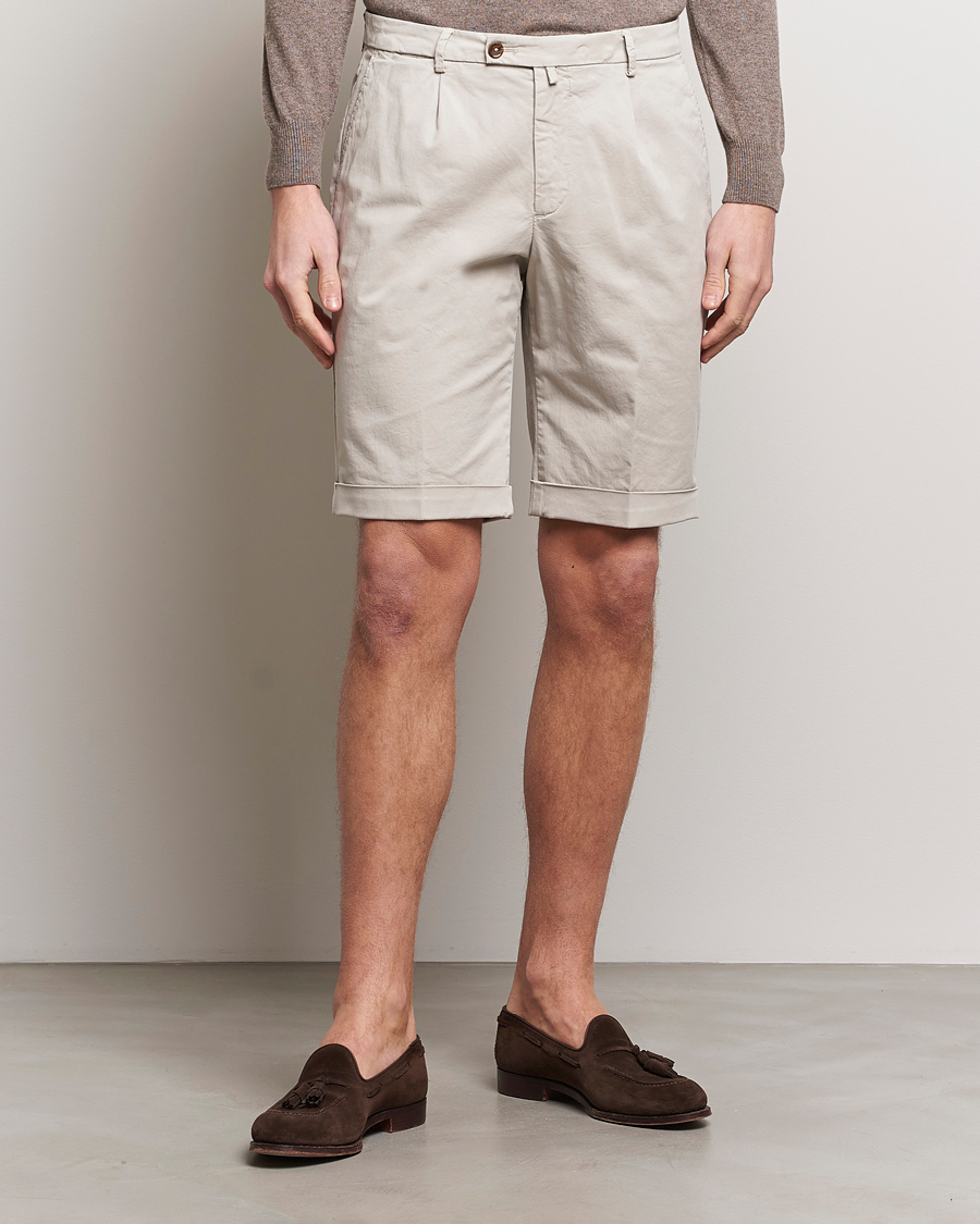 Herre | Chinosshorts | Briglia 1949 | Pleated Cotton Shorts Beige