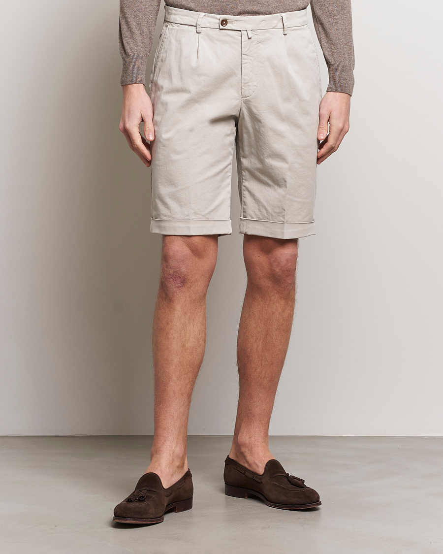 Herr | Chinosshorts | Briglia 1949 | Pleated Cotton Shorts Beige