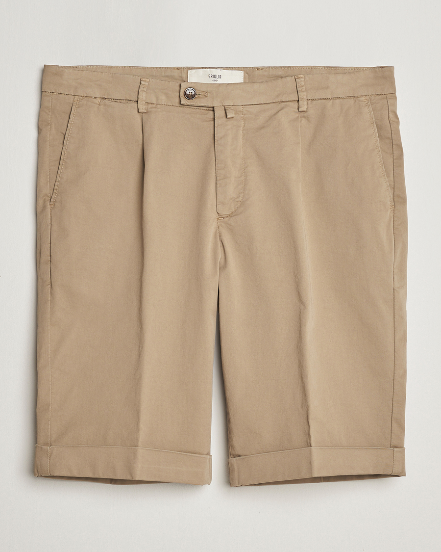 Herr | Shorts | Briglia 1949 | Pleated Cotton Shorts Taupe