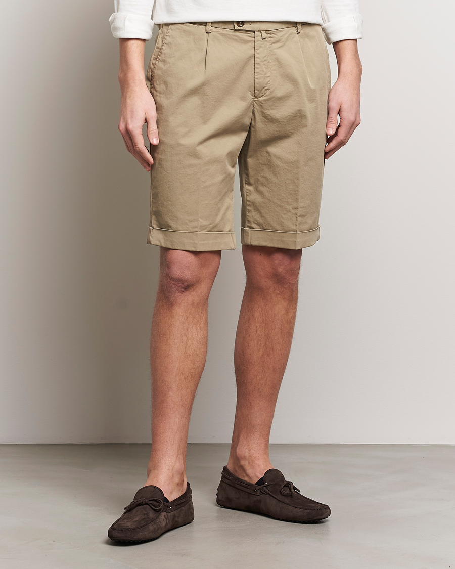 Herr | Shorts | Briglia 1949 | Pleated Cotton Shorts Taupe