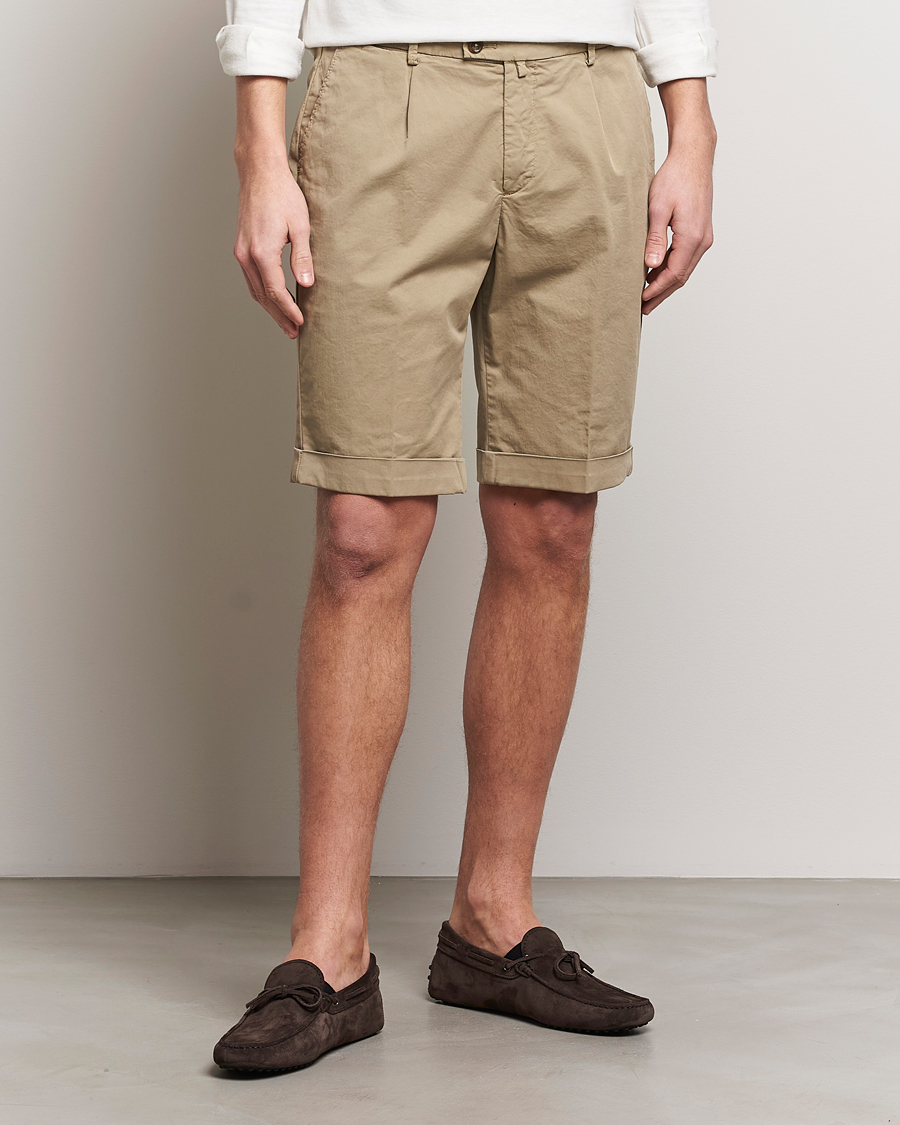 Herr | Avdelningar | Briglia 1949 | Pleated Cotton Shorts Taupe