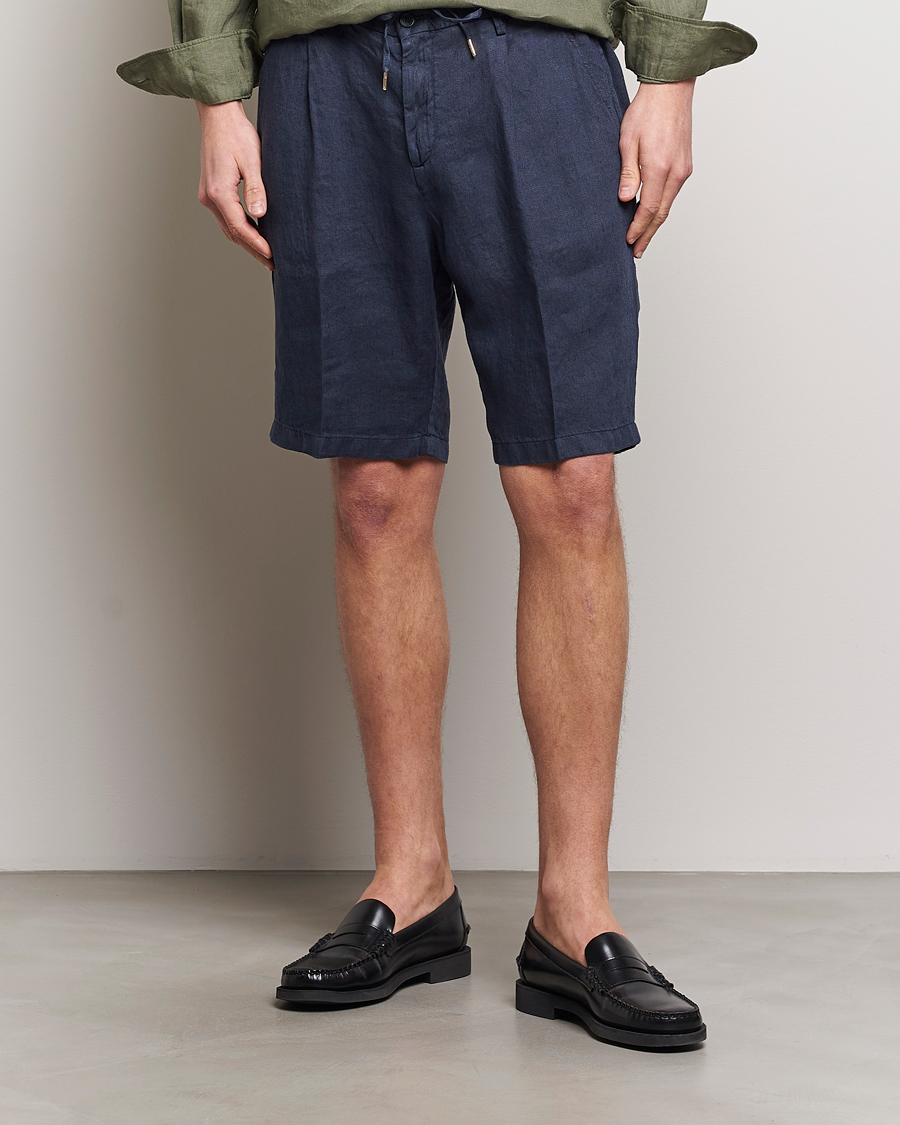 Herr | Kläder | Briglia 1949 | Easy Fit Linen Shorts Navy