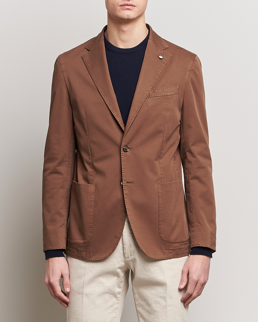 Herr | Bomullskavajer | L.B.M. 1911 | Jack Regular Fit Cotton Stretch Blazer Brown