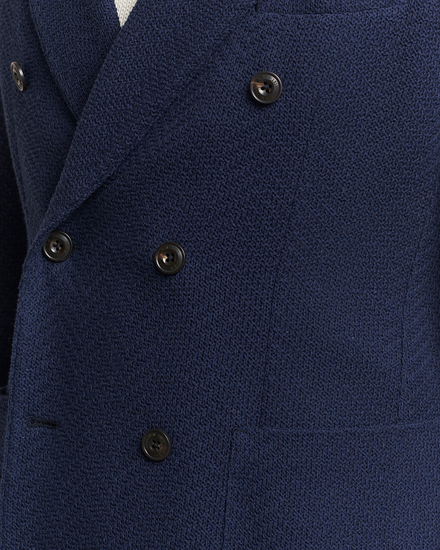 Herr | Kavajer | L.B.M. 1911 | Double Breasted Jersey Punto Blazer Navy