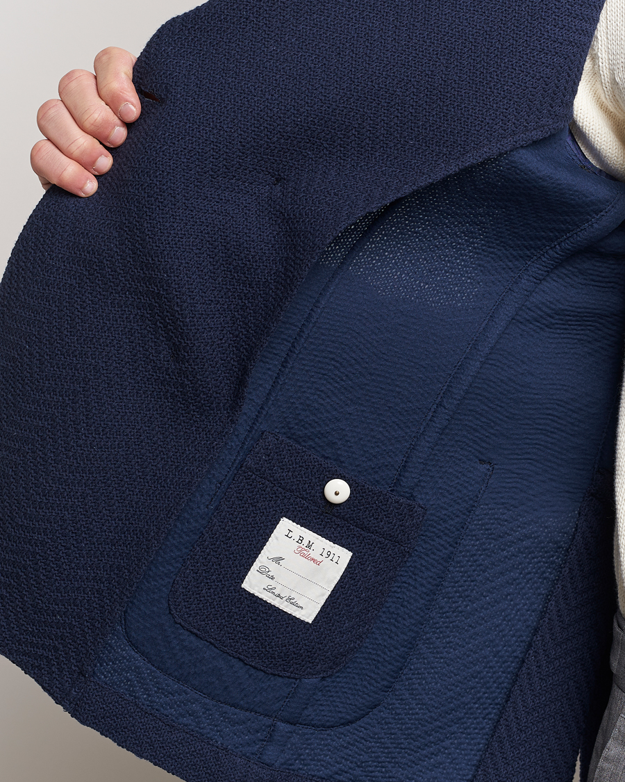 Herr | Kavajer | L.B.M. 1911 | Double Breasted Jersey Punto Blazer Navy
