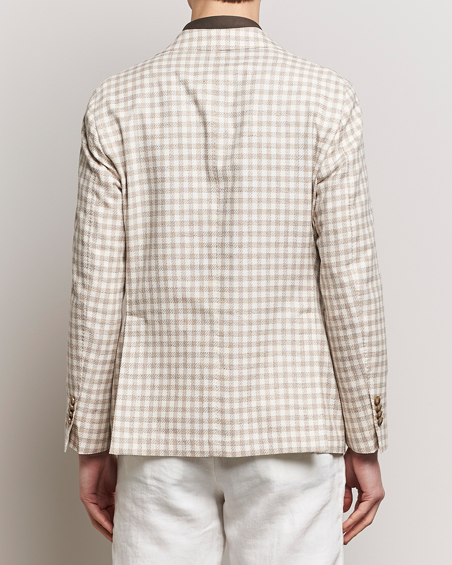 Herr | Kavajer | L.B.M. 1911 | Checked Cotton Peak Lapel Blazer Beige
