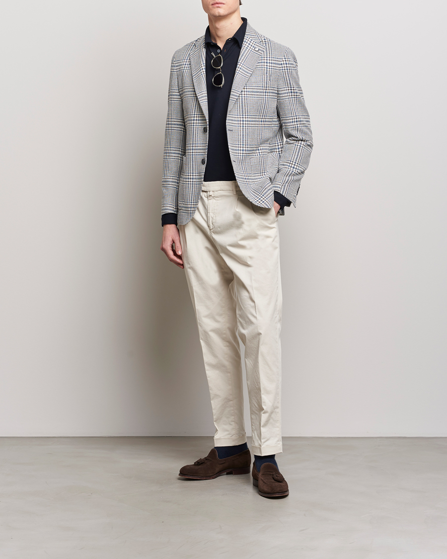 Herr | Kavajer | L.B.M. 1911 | Checked Cotton Blazer Navy/Brown