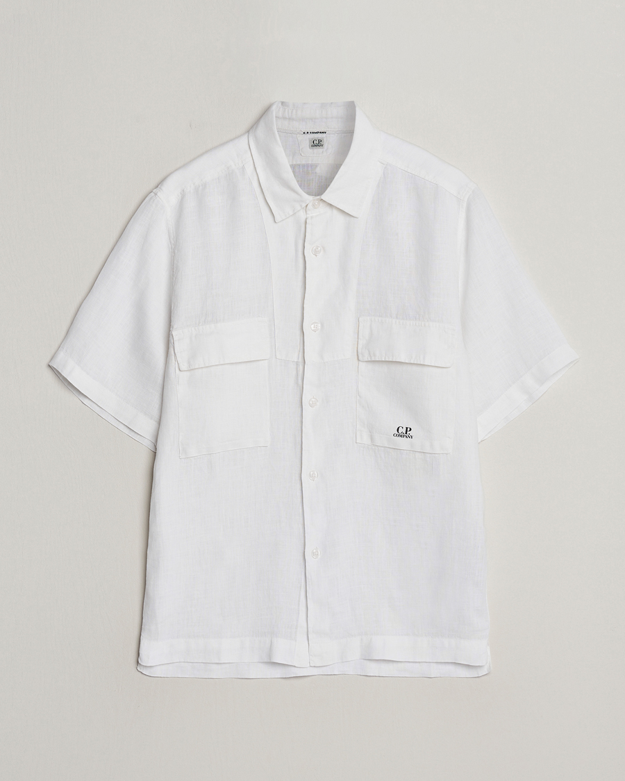 Herr | Skjortor | C.P. Company | Short Sleeve Linen Shirt White