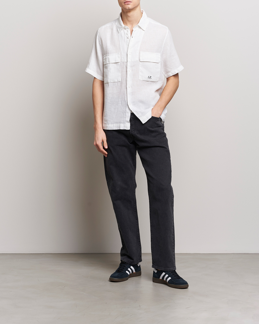 Herr | Skjortor | C.P. Company | Short Sleeve Linen Shirt White