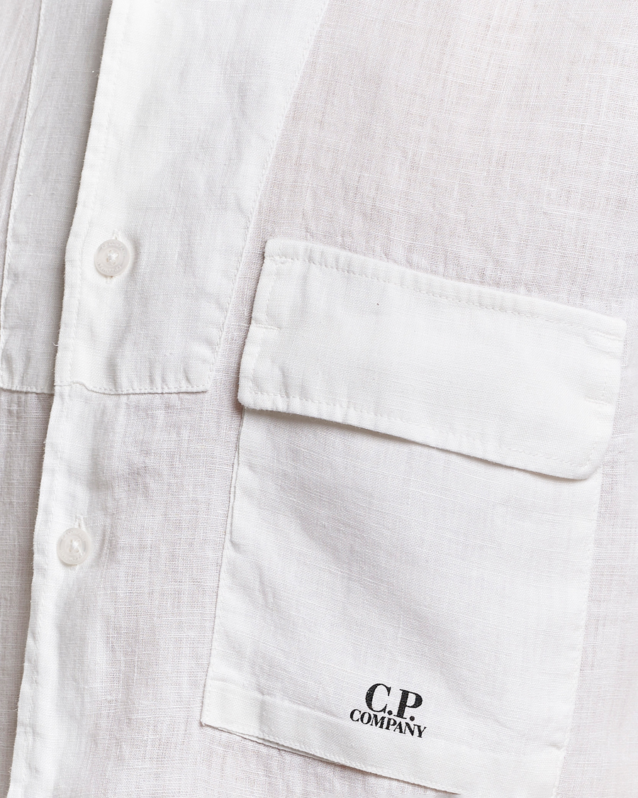 Herr | Skjortor | C.P. Company | Short Sleeve Linen Shirt White