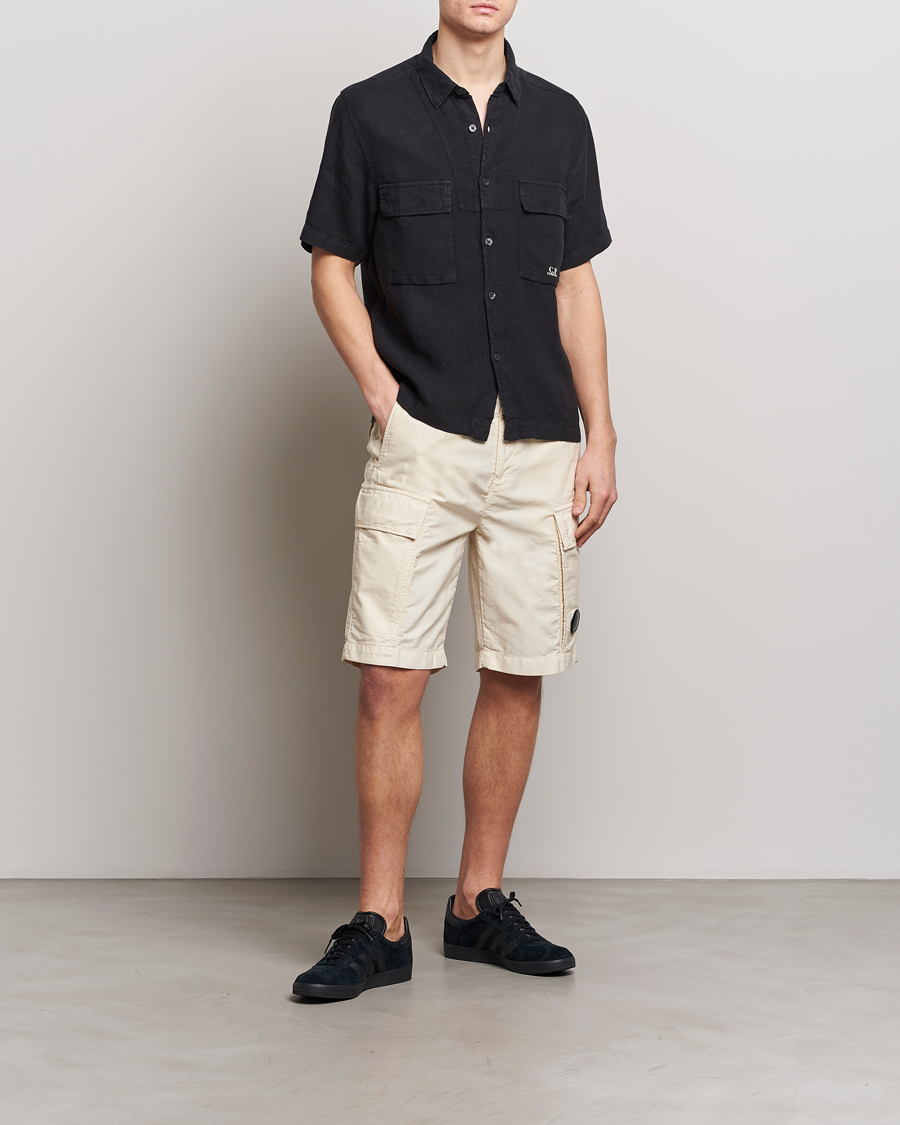Herr | Skjortor | C.P. Company | Short Sleeve Linen Shirt Black