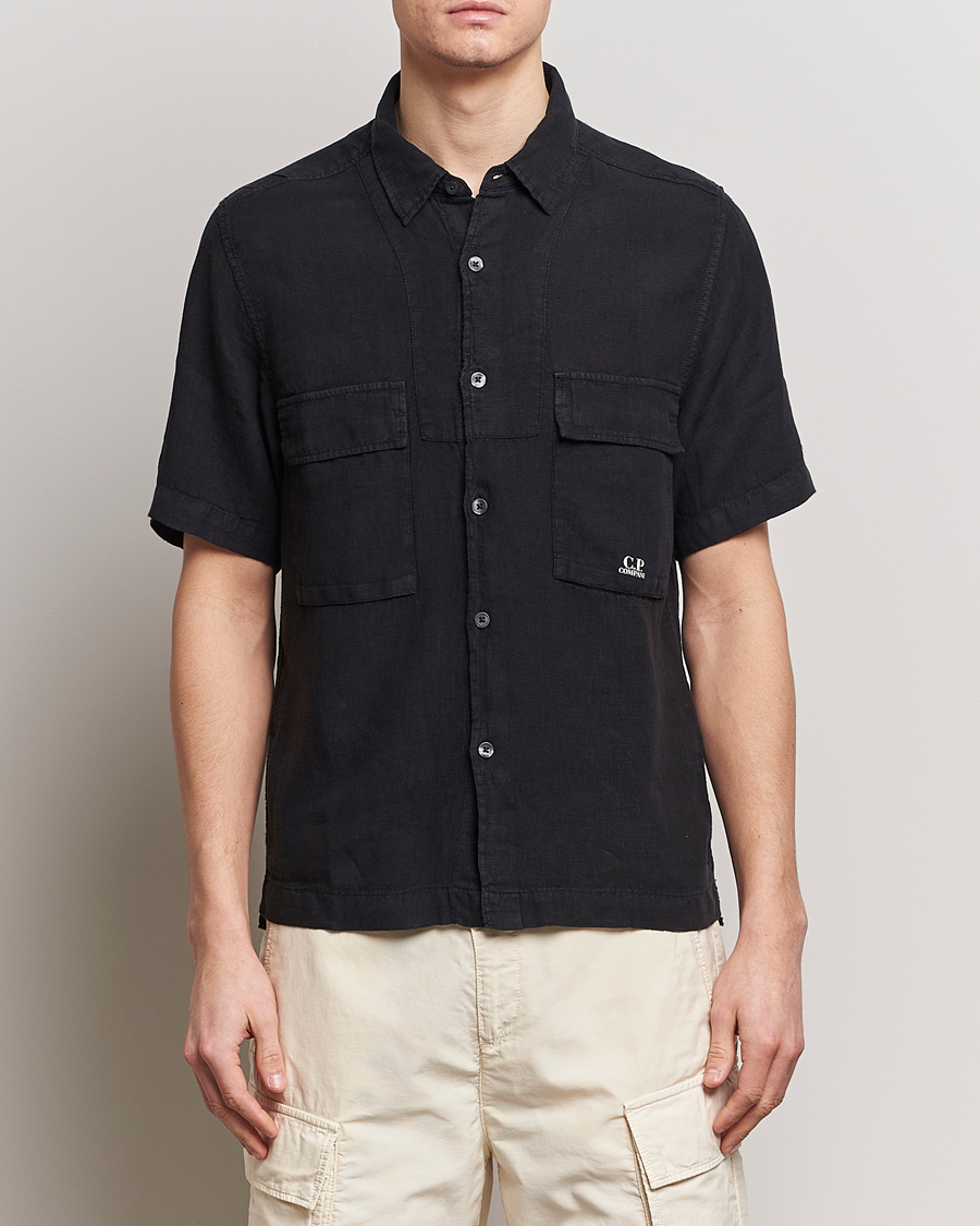 Herr | Casual | C.P. Company | Short Sleeve Linen Shirt Black