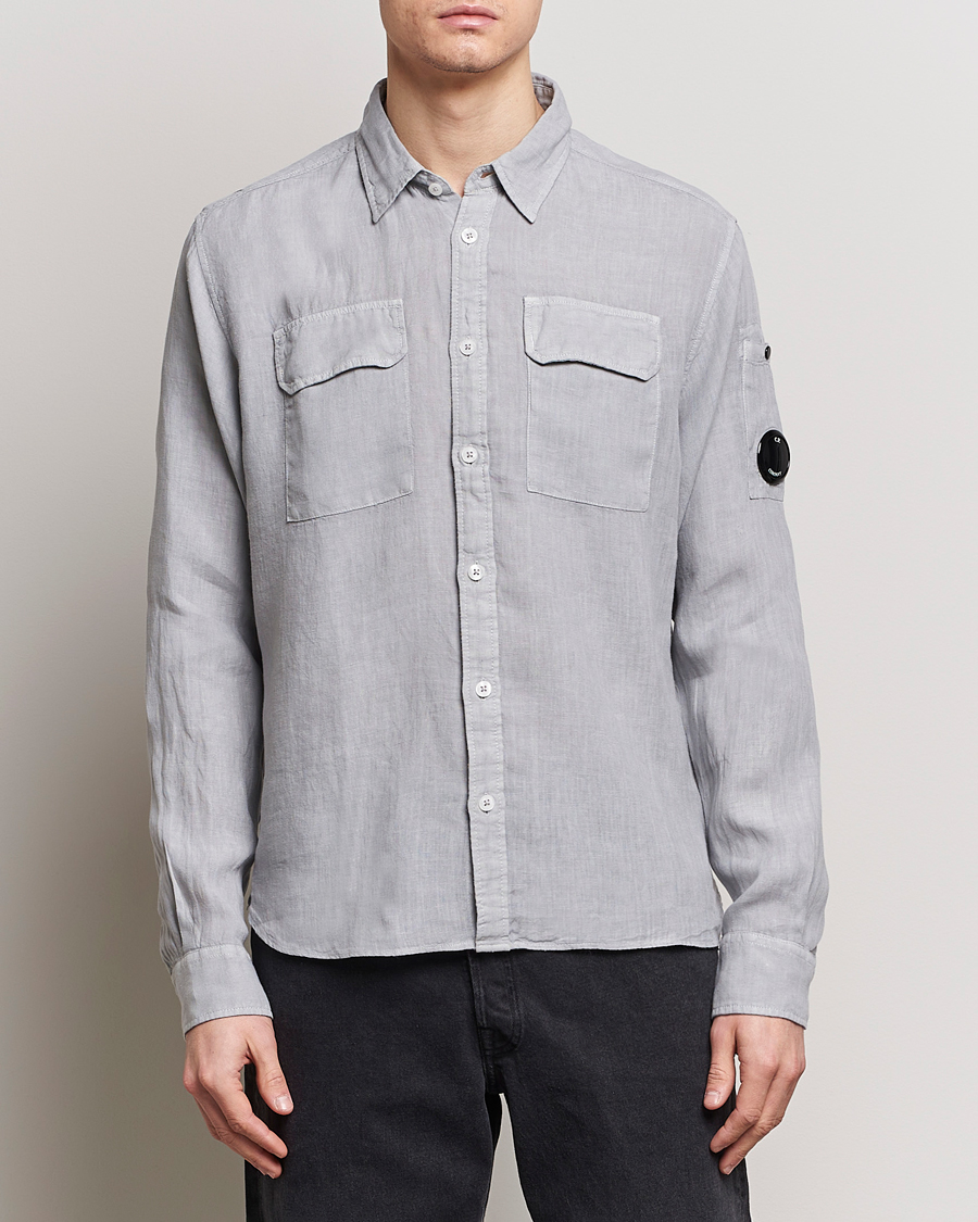 Herr | C.P. Company | C.P. Company | Long Sleeve Linen Shirt Grey