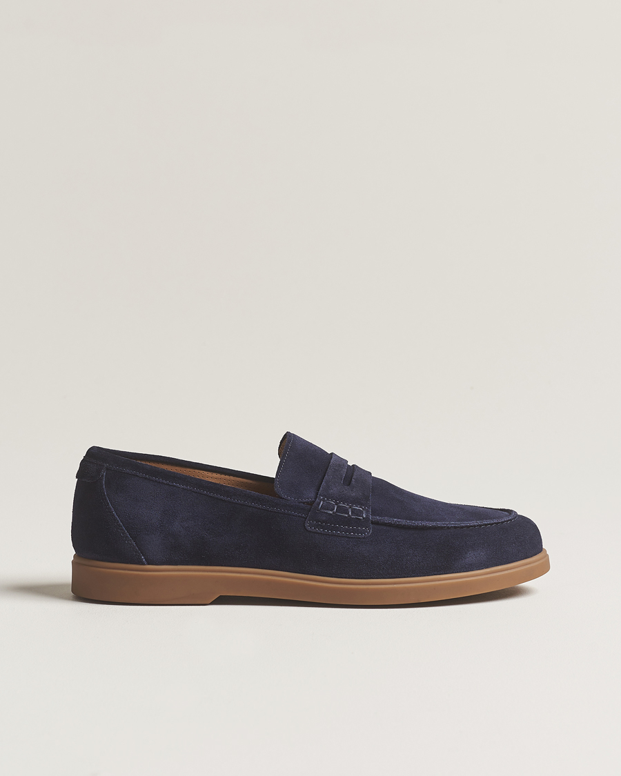 Herr | Loake 1880 Lucca Suede Penny Loafer Navy | Loake 1880 | Lucca Suede Penny Loafer Navy