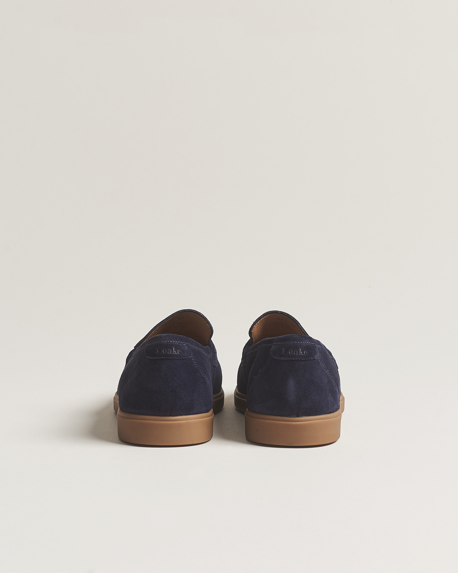 Herr | Loake 1880 Lucca Suede Penny Loafer Navy | Loake 1880 | Lucca Suede Penny Loafer Navy