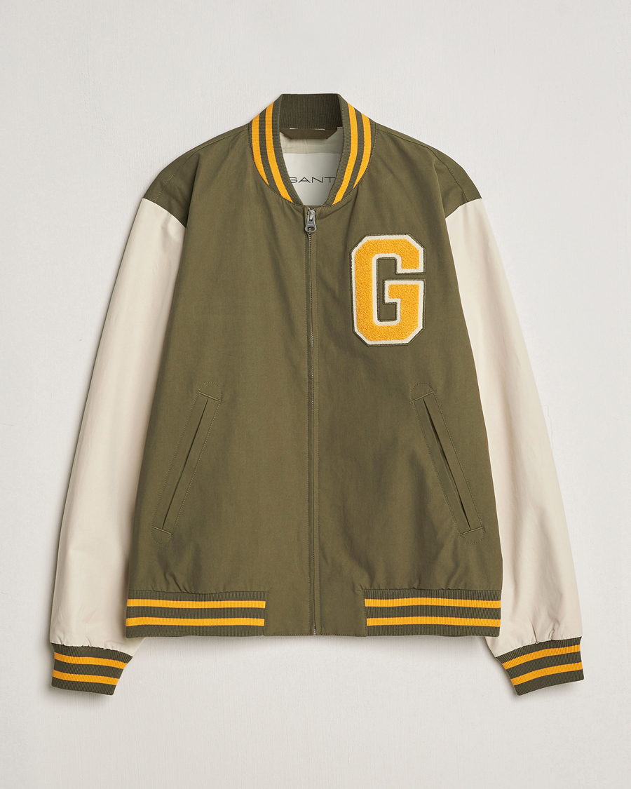 Herr | Jackor | GANT | Light Varsity Jacket Green/Soft Oat