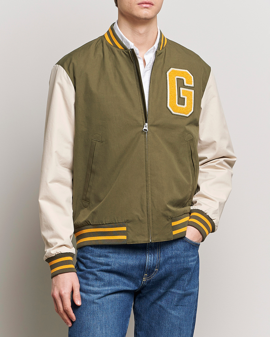 Herr | Kläder | GANT | Light Varsity Jacket Green/Soft Oat