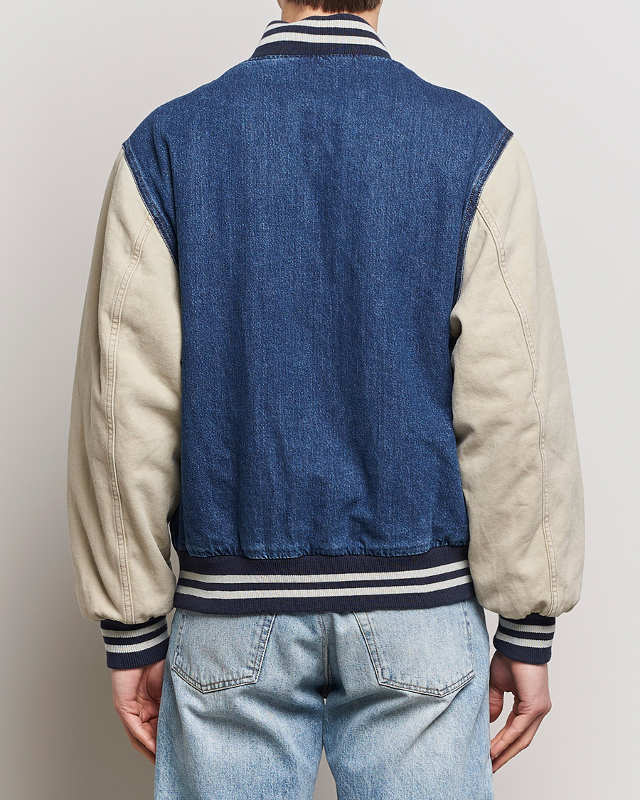 Herr | Jackor | GANT | Denim Varsity Jacket Dark Blue Worn In