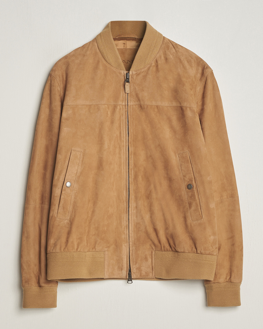 Herr | Jackor | GANT | Suede Bombar Jacket Dark Khaki