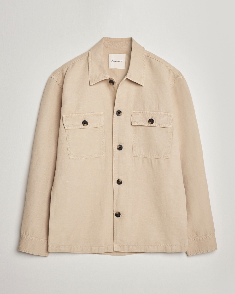 Herr | Skjortor | GANT | Linen/Cotton Twill Overshirt Dry Sand