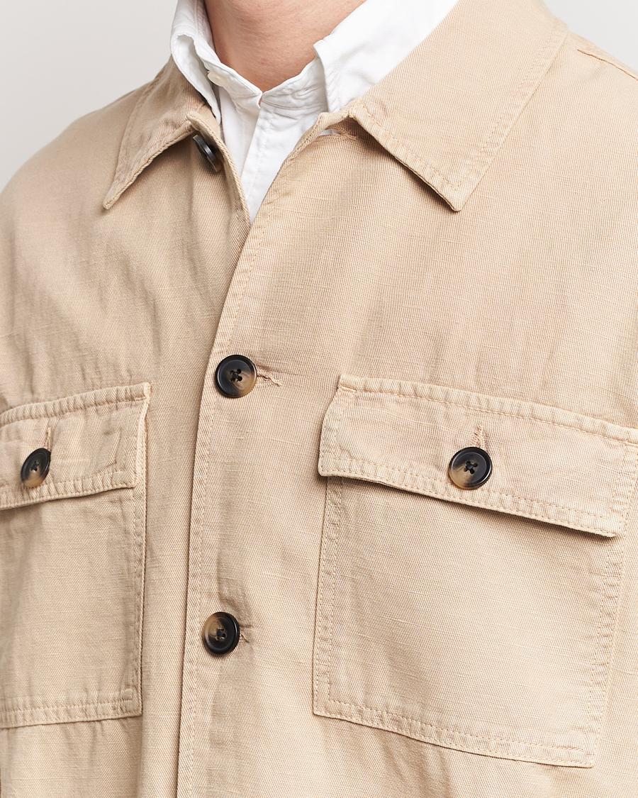 Herr | Skjortor | GANT | Linen/Cotton Twill Overshirt Dry Sand