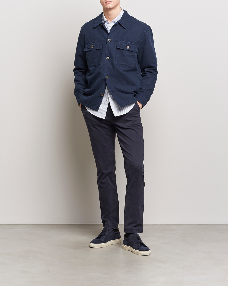 Herr | Skjortor | GANT | Linen/Cotton Twill Overshirt Marine