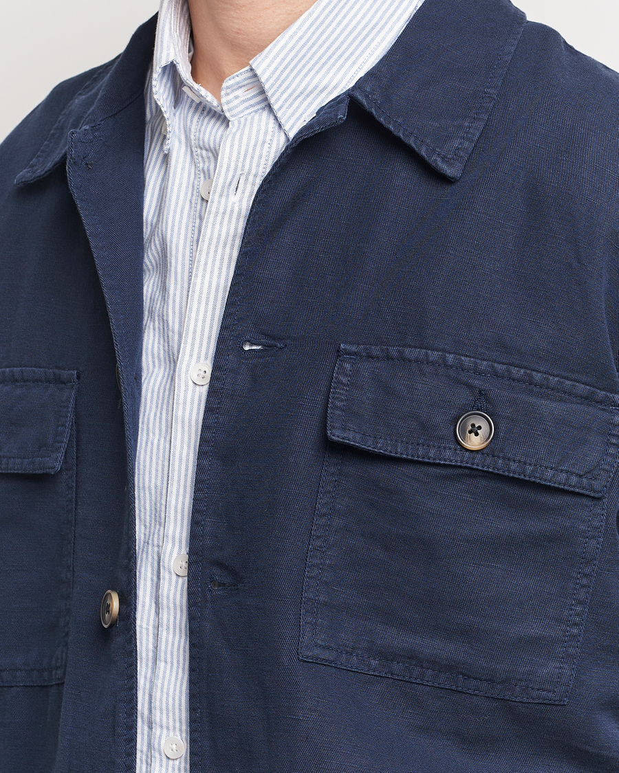 Herr | Skjortor | GANT | Linen/Cotton Twill Overshirt Marine