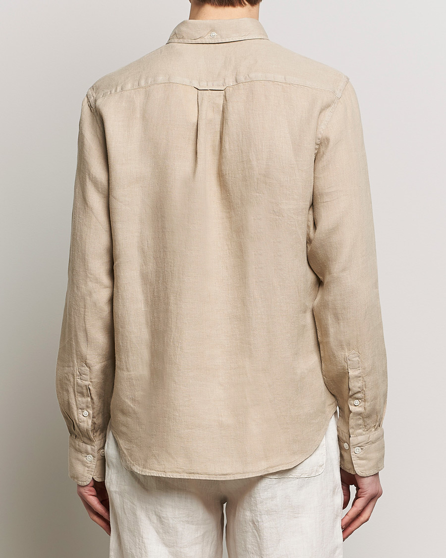 Herr | Skjortor | GANT | Regular Fit Garment Dyed Linen Shirt Concrete Beige