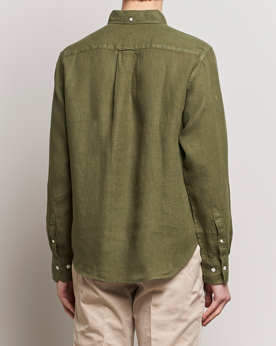 Herr | Skjortor | GANT | Regular Fit Garment Dyed Linen Shirt Juniper Green