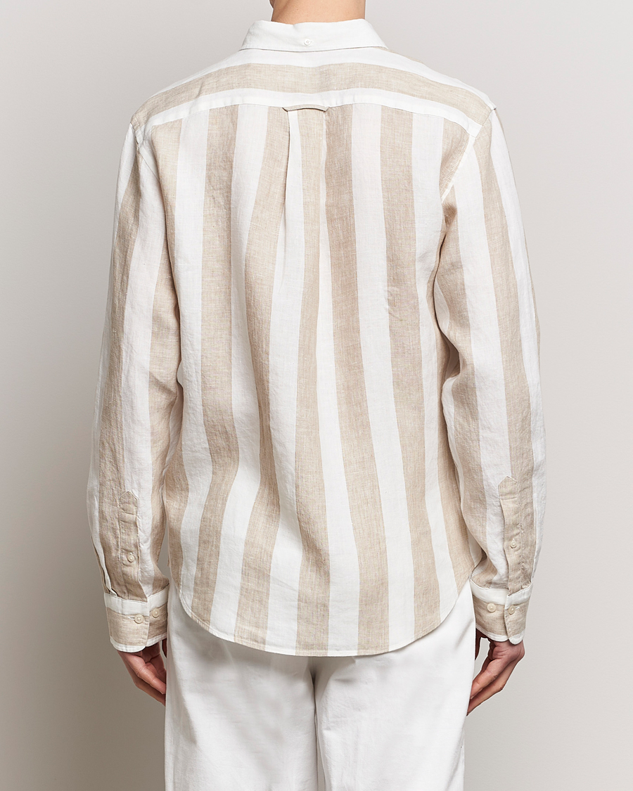 Herr | Skjortor | GANT | Regular Fit Bold Stripe Linen Shirt Beige/White