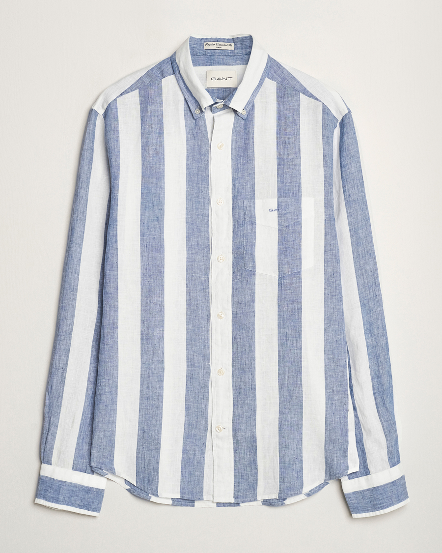 Herr | Skjortor | GANT | Regular Fit Bold Stripe Linen Shirt Blue/White