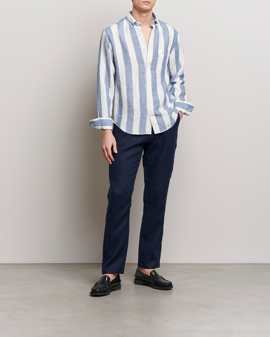 Herr | Skjortor | GANT | Regular Fit Bold Stripe Linen Shirt Blue/White