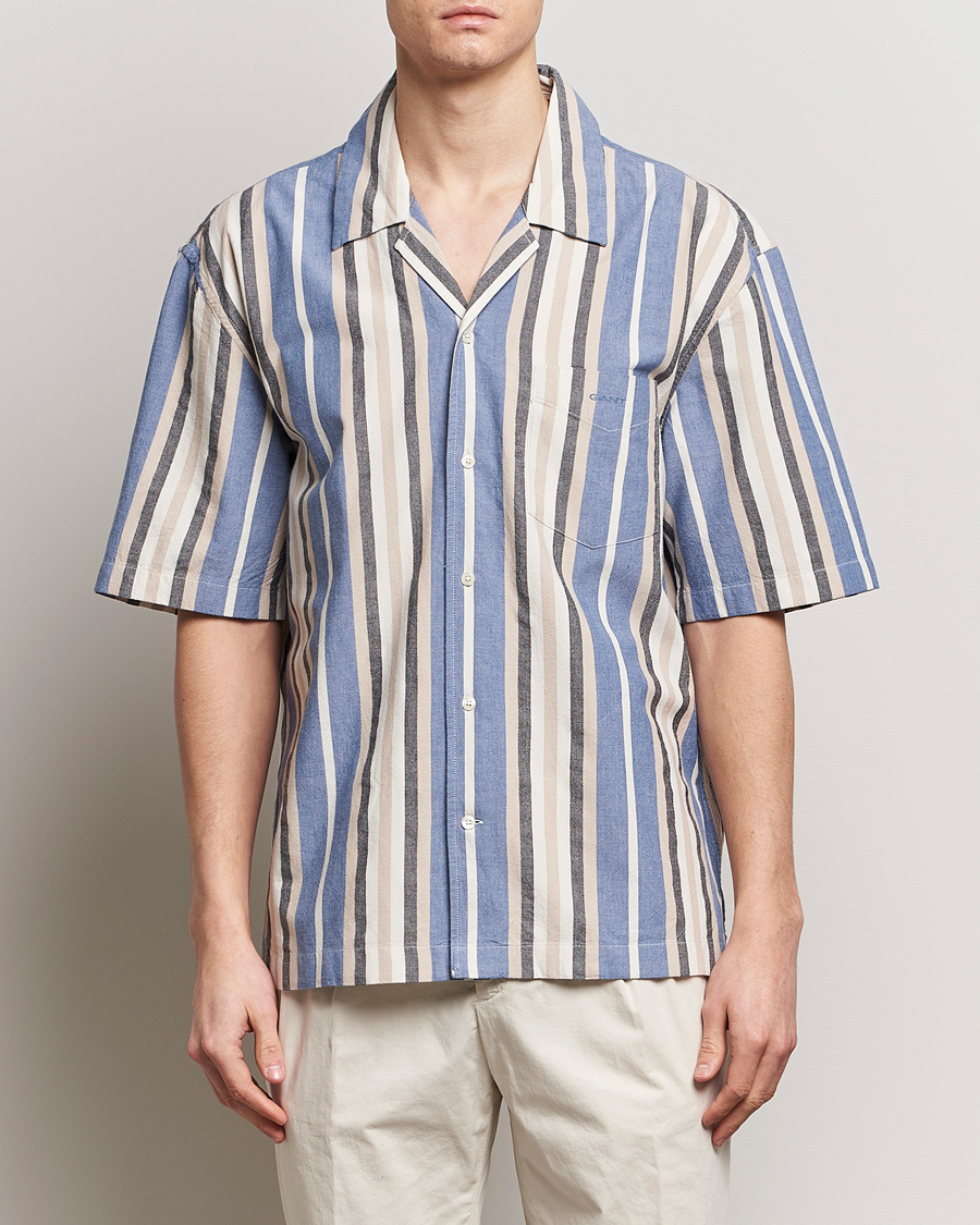 Herr | Avdelningar | GANT | Relaxed Fit Wide Stripe Short Sleeve Shirt Rich Blue